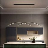 Mediterian Modern siyah yemek masası ve beyaz led avize takımı, şık ve dayanıklı metal tasarım. - 1 - Ahşap