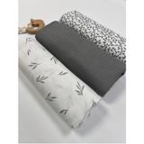 Mediterian Organik Pamuk Müslin Örtü 3'lü Set, 80x80 cm, yumuşak ve doğal dokunuşlu, hipoalerjenik