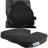 Mediterian Ortopedik Visco-elastik Oturma ve Sırt Minderi 2'li Set, Bel ve Ofis Destek Yastığı - 10 x 30 cm - 10 x 43 cm
