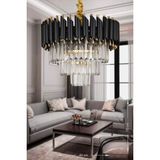 Mediterian Palmira 40'lık Kristal Taşlı Lüks Avize - (Siyah-Gold) - 1 - Ahşap