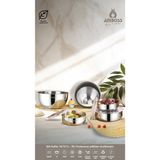 Mediterian Paslanmaz Çelik 9 Parça Karıştırma ve Saklama Kabı Seti, Gümüş - 100 ml - Şeffaf