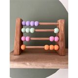Mediterian Pastel renklerde doğal ahşap Montessori abaküs, analitik ve matematik oyunu, 3+ yaş - Ahşap Desenli