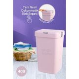 Mediterian Pembe Dokunmatik Tekli Çamaşır Sepeti, Şık ve Kullanışlı, Plastik, 20-49 L - Acorn