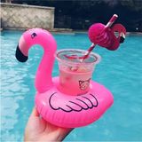 Mediterian Pembe Şişme Flamingo Bardak Tutucu, Havuz ve Deniz İçin Eğlenceli Tasarım - Seçenek 1 - Beyaz
