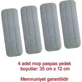 Mediterian Pratik 360° yapışkanlı sprey mop paspas, 35x12 cm, 4 adet, gri renk - Altın