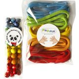Mediterian Renkli 12mm Ahşap Boncuk Seti, Bağcık, Eğlenceli ve Öğretici, 2'li, 3-4 Yaş - 01P-Pembe