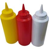Mediterian Renkli 3'lü 500ml sosluk seti, fişekli, ketçap, mayonez, hardal uyumlu - Ahşap - 500 ml