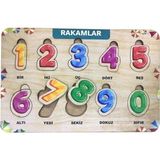 Mediterian Renkli Ahşap Çocuk Puzzle, Sayı Bul ve Tak, Eğlenceli Öğrenme Oyunu 3+ yaş - 01P-Pembe