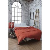 Mediterian Renkli ve şık tek kişilik pamuklu pike battaniye 150x200, antibakteriyel, kiremit tonları