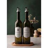 Mediterian Retro 2'li standlı yağdanlık seti, yeşil-haki, 750 ml, 3 parça - Ahşap