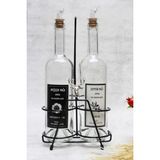 Mediterian Şeffaf yağdanlık, geyik aksesuarlı, siyah standlı, 750-999 ml, bej renk, tek parça - 1 lt
