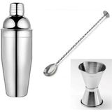 Mediterian Shaker 350 ml 3/4.5 cl Jigger Ölçek Tokmaklı Bar Kaşığı Bar Seti Kokteyl Hazırlama Seti 3’lü - Gri