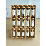 Mediterian Şık 15'li bambu baharatlık seti, modern tasarım, standlı, 250-499 ml, 16 parça - Şeffaf - 1 lt