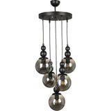 Mediterian Şık 5'li Füme Cam Spor Siyah Avize, Metal malzeme, 30x46 ölçü - 1 - Ahşap