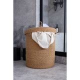 Mediterian Şık jüt kapaklı hasır çamaşır sepeti, 35x40 cm, 25L, banyo ve oyun odası düzenleyici - 35 x 40 cm - Acorn
