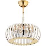 Mediterian Şık Kristal Taşlı Altın Renkli 22 cm Avize, Cam Materyal, 1 Ampüllü, Modern Tasarım - Ahşap