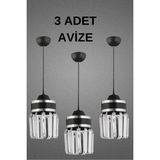 Mediterian Şık Siyah Krom Tekli Sarkıt, Modern ve Lüks Avize, Kristal Taş, 10x10 boyut - Ahşap