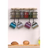 Mediterian Şık Siyah Metal Baharatlık ve Raf Seti, Yapışkanlı ve Kancalı Tasarım, 250-499 ml - 1 lt