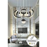 Mediterian Şık Siyah Sarkıt LED Avize, 3 Renk Seçeneği, Alüminyum, 50x70 Boyut - 1 - Ahşap