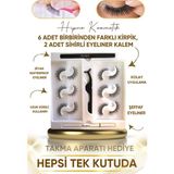 Mediterian Takma Kirpik Seti 6 Farklı Model ve 2 Renkli Kalem, Yapıştırıcı Hediye, Uzunluk Etkisi