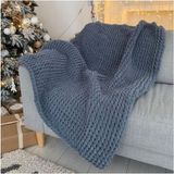 Mediterian Tek kişilik burgu desenli koltuk ve TV battaniyesi, 100x150, gri, polyester