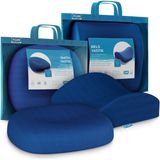 Mediterian Visco Oturma ve Bel Destek Yastığı Seti, Ortopedik, Lacivert, Konforlu ve Ergonomik - 10 x 30 cm - 10 x 43 cm