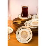 Mediterian Yakamoz 12 cm 6'lı Porselen Çay Tabağı Kırık Beyaz - Altın
