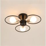 Mediterian Yaprak Rustik Üçlü Avize, Siyah, Şık Metal Tasarım, 3 Ampüllü, Modern Stil - 1 - Ahşap