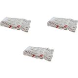 Mediterian Yedek ıslak mop püsküllü başlık, pamuklu, beyaz, 17 cm, 350 g, 3 adet set - Altın