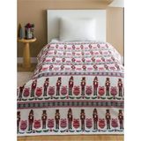 Mediterian Yılbaşı temalı, 150x200 cm bej polyester battaniye, şık ve rahat kullanım sağlar