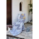 Mediterian Yumuşak Peluş Battaniye, 160x220 cm, Kalın ve Sıcak, Gri-Mavi-Sarı, Akrilik