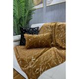 Mediterian Yumuşak peluş koltuk örtüsü ve şal, altın detaylar, konfor ve şıklık sunar, 100x160 cm