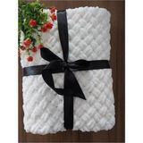 Mediterian Yumuşak ve şık peluş battaniye, 90x90 cm, polyester, beyaz, bebekler için ideal - --