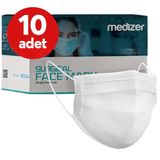 Medizer 3 Katlı Meltblown Beyaz Cerrahi Maske Telli 50'li - 10 Adet