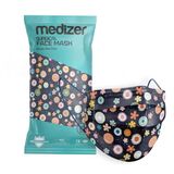 Medizer 3 Katlı Meltblown Lacivert Çiçek Desenli Cerrahi Maske Telli 10'lu - 20 Adet
