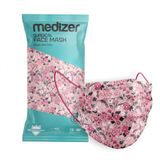 Medizer 3 Katlı Meltblown Pembe Çiçek Desenli Cerrahi Maske Telli 10'lu - 20 Adet