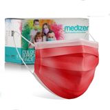 Medizer Kırmızı Meltblown Kumaş Full Ultrasonik 3 Katlı Cerrahi Maske - Burun Telli - 50 Adet