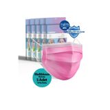 Medizer Pembe 3 Katlı Meltblown Kumaş Ultrasonik Cerrahi Çocuk Maskesi 10'lu 5 Kutu - Burun Telli
