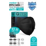 Medizer Qzer 10 Adet Siyah Renk 5 Katmanlı Ffp2 Maske