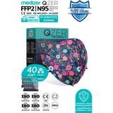 Medizer Qzer Blue Flos Desenli Ffp2 N95 Maske 5 Katmanlı - 40 Adet