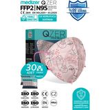 Medizer Qzer Çizgisel Kadın Desenli Ffp2 N95 Maske 5 Katmanlı - 30 Adet - Renkli