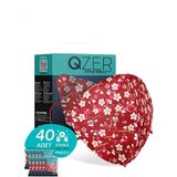 Medizer Qzer Kırmızı Çiçek Desenli Ffp2 N95 Maske 5 Katmanlı - 40 Adet
