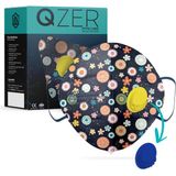 Medizer Qzer Lacivert Çiçek Desenli 5 Katlı Ventilli Ffp2 Nr N95 Maske - 50 Adet