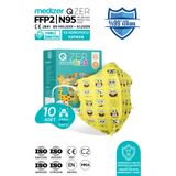 Medizer Qzer Sarı Sünger Desenli Ffp2 N95 Maske 5 Katmanlı 10 Adet