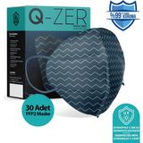 Medizer Qzer Yeşil Çizgi Desenli FFP2 N95 30 Adet Maske