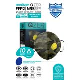 Medizer Qzer Yeşil Kamuflaj Desenli 5 Katlı Ventilli Ffp2 Nr N95 Maske - 10 Adet