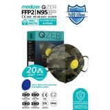 Medizer Qzer Yeşil Kamuflaj Desenli 5 Katlı Ventilli Ffp2 Nr Toz Maskesi 20 Adet Iş Maskesi