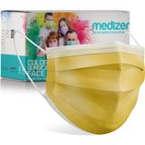Medizer Sarı Meltblown Kumaş Full Ultrasonik 3 Katlı Cerrahi Maske - Burun Telli - 50 Adet