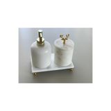 medmarbleart 3 Lü Banyo Seti Gold Geyikli Banyo Takımı Sıvı Sabunluklu Banyo Aksesuarları Klozet Takımı