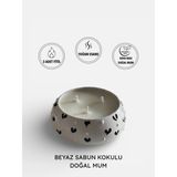 Medu Candles Beyaz Sabun Kokulu Seramik Kalpli Dekoratif Doğal Soya Wax Mum 400G - 1